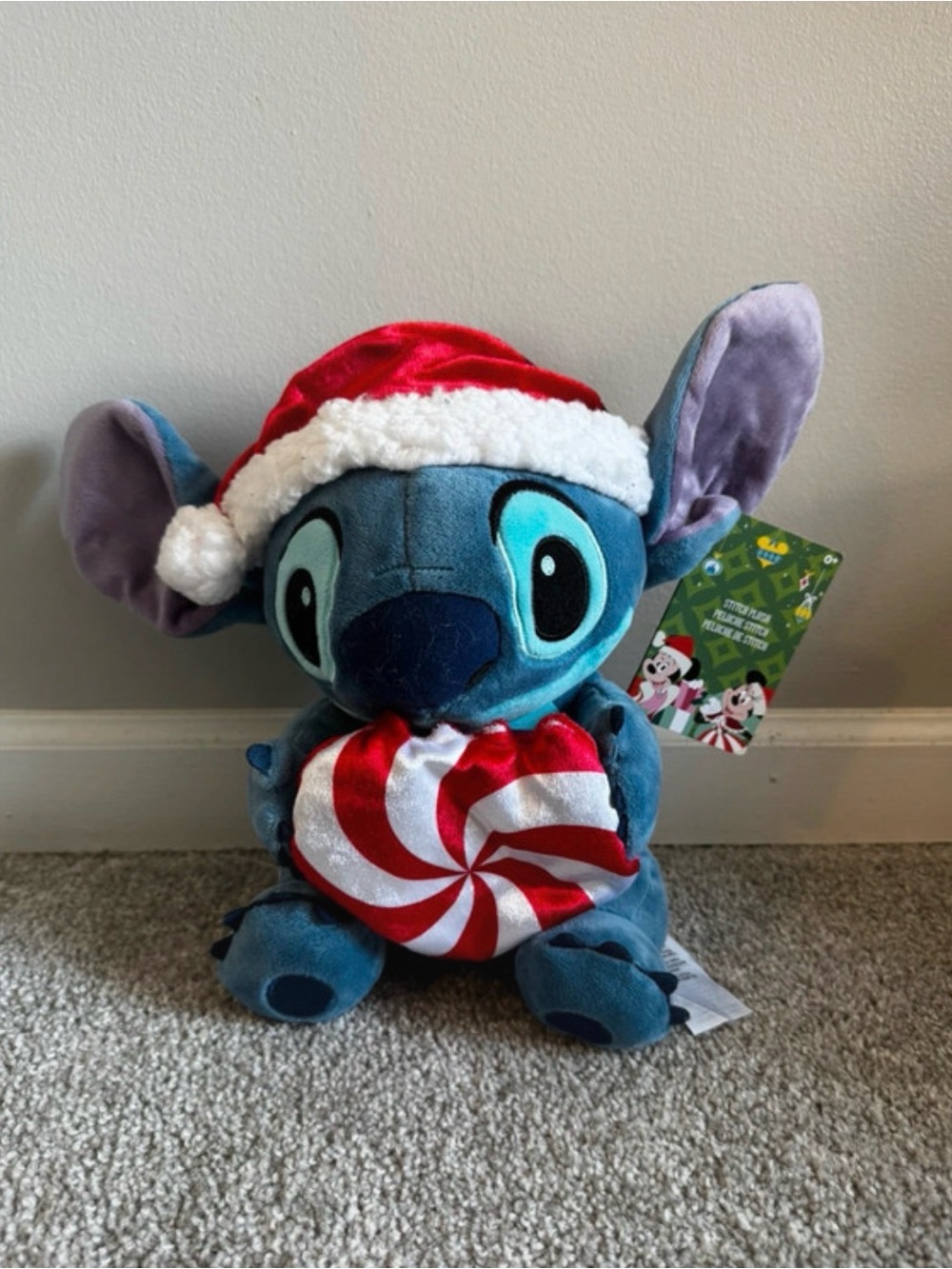 Disney Blue Stitch Plush with Red & White Candy Heart